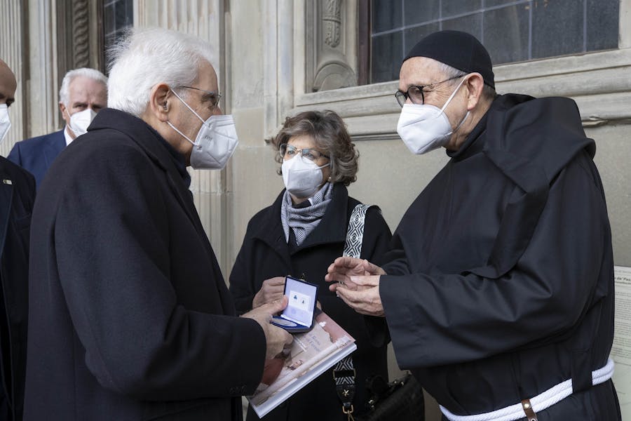 Il Presidente Mattarella, Padre Giancarlo Corsini e la Presidente Cristina Acidini