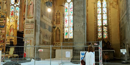 L'avvio del cantiere di restauro degli affreschi di Giotto nella cappella bardi L'avvio del cantiere di restauro degli affreschi di Giotto nella cappella bardi