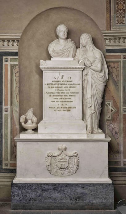 Francesco Pozzi, Tomba monumentale di Michal Kleophas Oginski, 1836-37, marmo. Firenze, Santa Croce, cappella Castellani