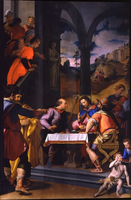 Santi di Tito, “Cena in Emmaus”, 1574, olio su tavola. Firenze, Santa Croce, navata sinistra, cappella Berti