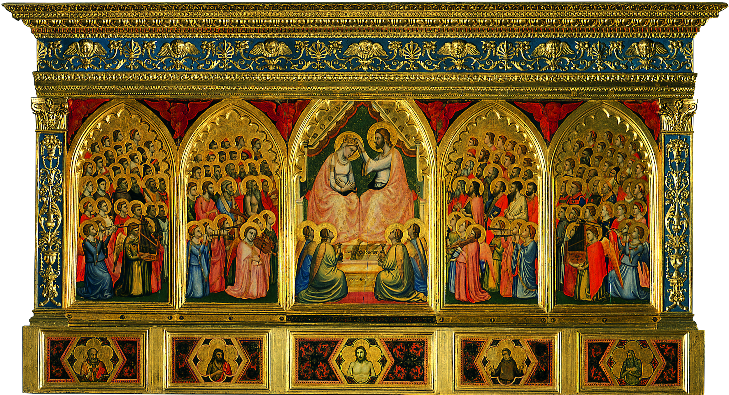 Giotto - Coronation of the Virgin with Angels and Saints (Baroncelli  Polyptych)