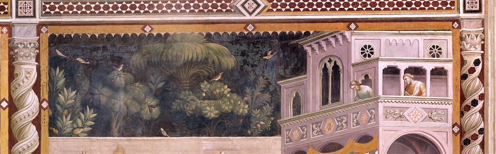 Taddeo Gaddi, “Sposalizio della Vergine”, particolare delle “Storie della Vergine”, 1328-1330 circa, affresco. Firenze, Santa Croce, transetto destro, cappella Baroncelli