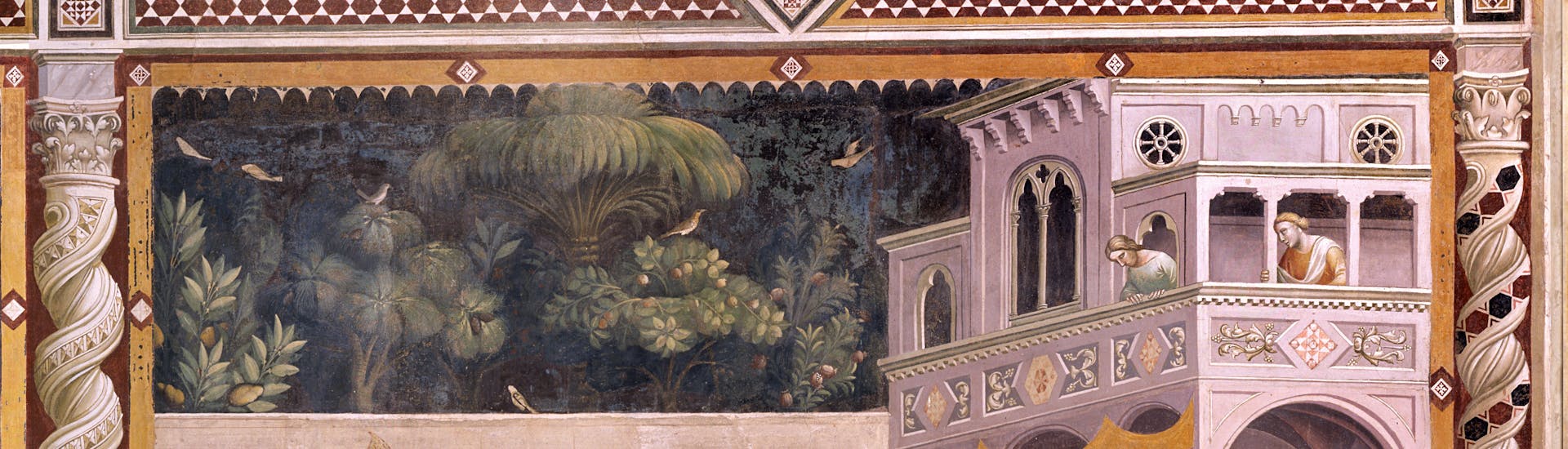 Taddeo Gaddi, “Sposalizio della Vergine”, particolare delle “Storie della Vergine”, 1328-1330 circa, affresco. Firenze, Santa Croce, transetto destro, cappella Baroncelli Taddeo Gaddi, “Sposalizio della Vergine”, particolare delle “Storie della Vergine”, 1328-1330 circa, affresco. Firenze, Santa Croce, transetto destro, cappella Baroncelli