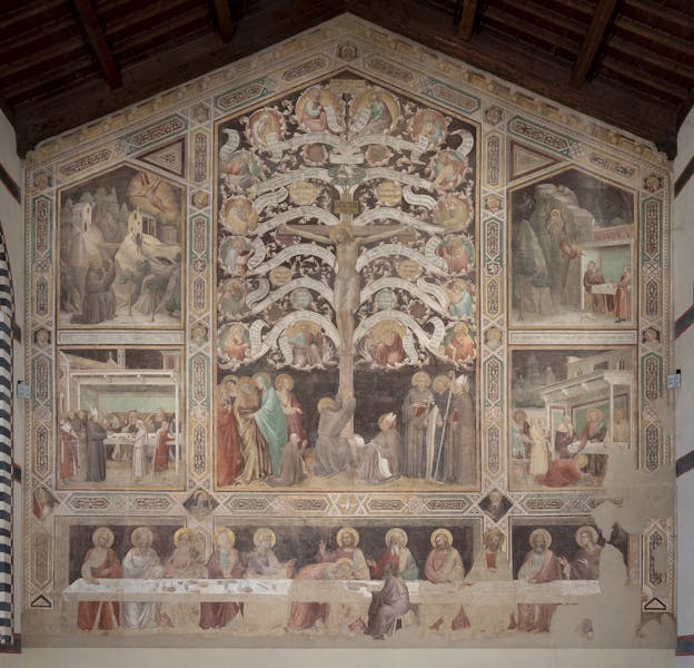 Taddeo Gaddi, “Albero della Vita e Ultima Cena”, 1345-1350 circa, affresco staccato. Firenze, Santa Croce, Cenacolo Taddeo Gaddi, “Albero della Vita e Ultima Cena”, 1345-1350 circa, affresco staccato. Firenze, Santa Croce, Cenacolo