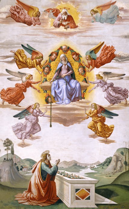 Sebastiano Mainardi, “Madonna della Cintola”, 1485-1490 circa, affresco. Firenze, Santa Croce, transetto destro, cappella Baroncelli Sebastiano Mainardi, “Madonna della Cintola”, 1485-1490 circa, affresco. Firenze, Santa Croce, transetto destro, cappella Baroncelli
