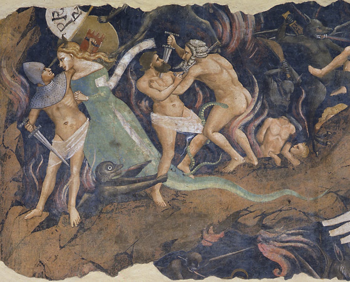 Andrea Orcagna, “Inferno”, particolare, 1345 circa, affresco staccato. Firenze, Santa Croce, Cenacolo, parete sinistra