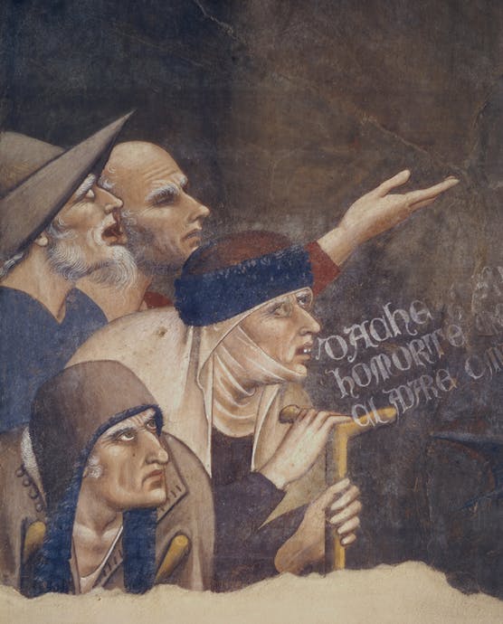 Andrea Orcagna, “Trionfo della morte”, particolare, 1345 circa, affresco staccato. Firenze, Santa Croce, Cenacolo Andrea Orcagna, “Trionfo della morte”, particolare, 1345 circa, affresco staccato. Firenze, Santa Croce, Cenacolo