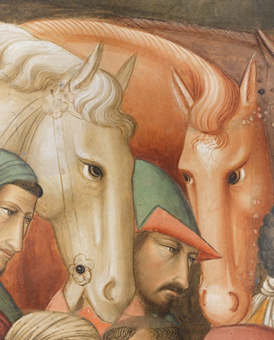 Agnolo Gaddi, “La regina di Saba e Salomone”, particolare della "Leggenda della Vera Croce", 1380-1390, affresco. Firenze, Santa Croce, cappella Maggiore Agnolo Gaddi, “La regina di Saba e Salomone”, particolare della "Leggenda della Vera Croce", 1380-1390, affresco. Firenze, Santa Croce, cappella Maggiore