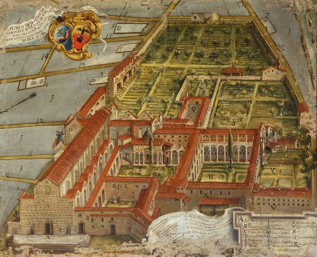 Florentine painter, Bird's Eye View of the Santa Croce Complex, 1718. Museo dell’Opera di Santa Croce