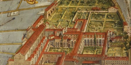 Florentine painter, Bird's Eye View of the Santa Croce Complex, 1718. Museo dell’Opera di Santa Croce Florentine painter, Bird's Eye View of the Santa Croce Complex, 1718. Museo dell’Opera di Santa Croce