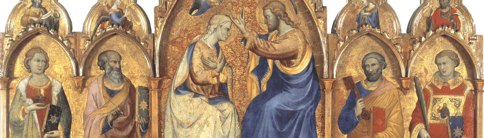 Lorenzo di Niccolò (attribuito), "Incoronazione della Vergine e santi", inizi XV secolo, tempera su tavola. Firenze, Santa Croce, Noviziato, corridoio Lorenzo di Niccolò (attribuito), "Incoronazione della Vergine e santi", inizi XV secolo, tempera su tavola. Firenze, Santa Croce, Noviziato, corridoio