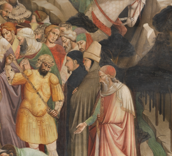 Agnolo Gaddi, "Eraclio riporta la Croce a Gerusalemme", scena della "Leggenda della Vera Croce", 1380-1390, affresco. Firenze, Santa Croce, cappella Maggiore