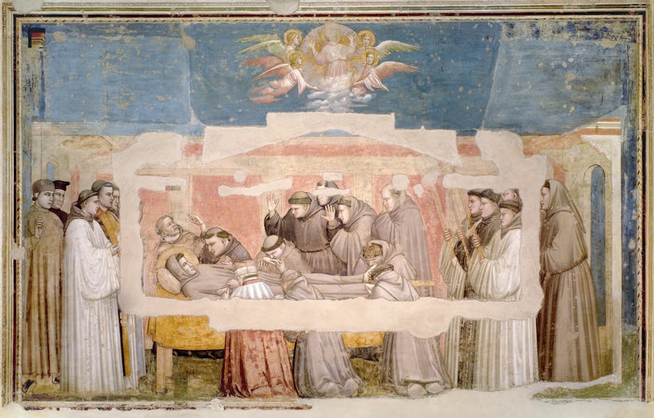 Death of Saint Francis, whose soul is carried to heaven by the angels and the Verification of the Stigmata by Girolamo the unbeliever Death of Saint Francis, whose soul is carried to heaven by the angels and the Verification of the Stigmata by Girolamo the unbeliever