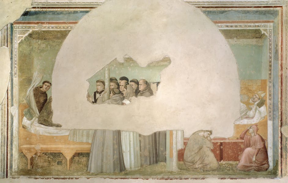 San Francesco appears to friar Agostino and to Bishop Guido di Assisi, scene from the Stories of Saint Francis San Francesco appears to friar Agostino and to Bishop Guido di Assisi, scene from the Stories of Saint Francis