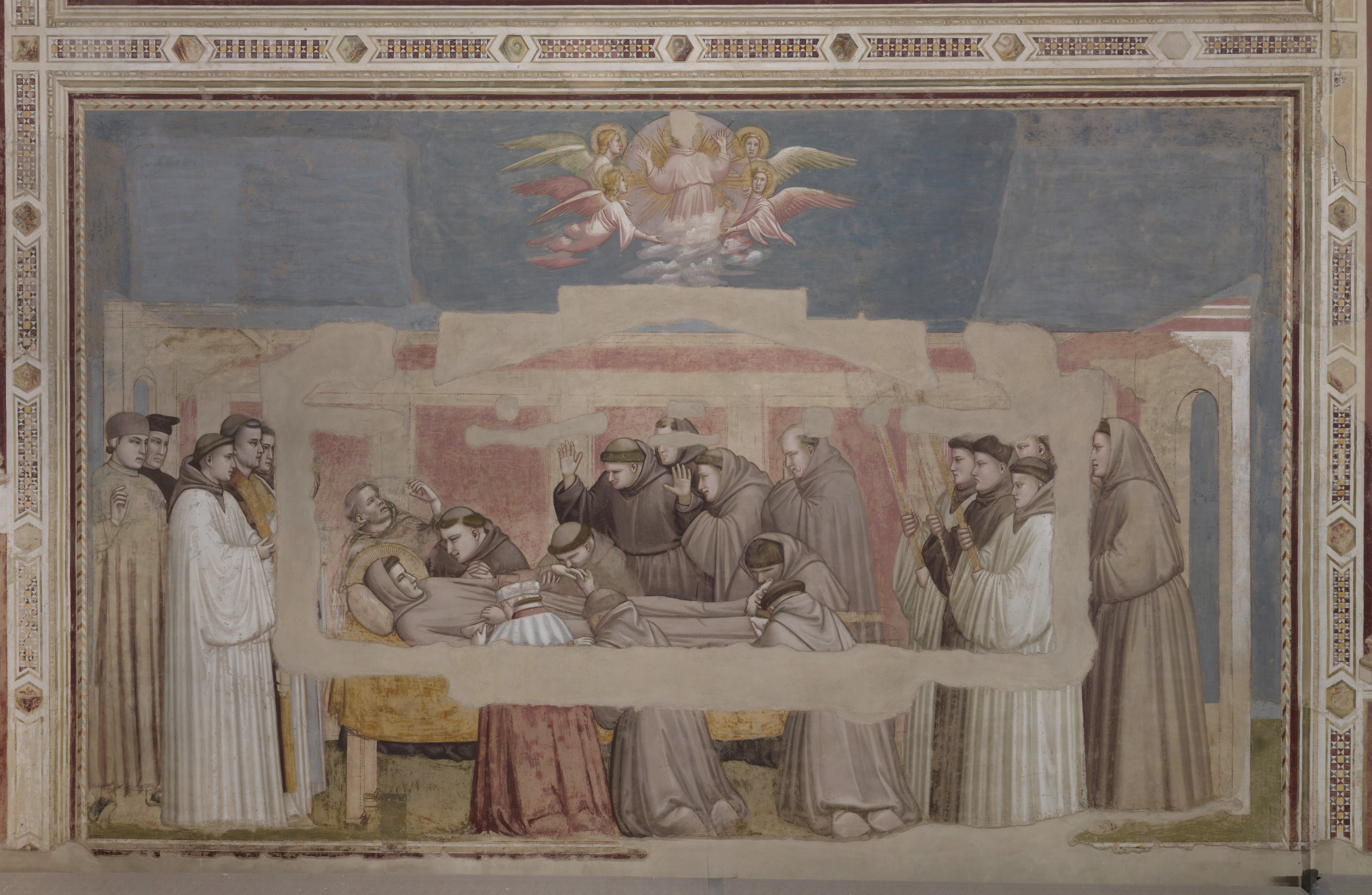 Morte di san Francesco, la cui anima viene portata in cielo dagli angeli e Verifica delle Stimmate da parte dell’incredulo Girolamo