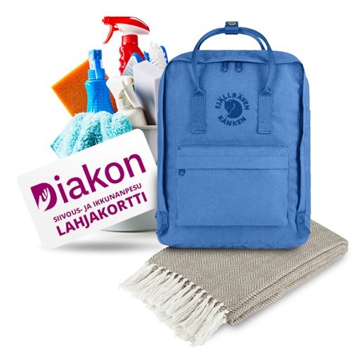 Arvonnan palkointoina reppu ja siivouslahjakortti