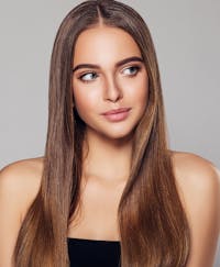 Beautiful young woman with pretty nose.