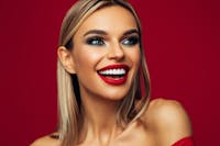 woman with red lipstick