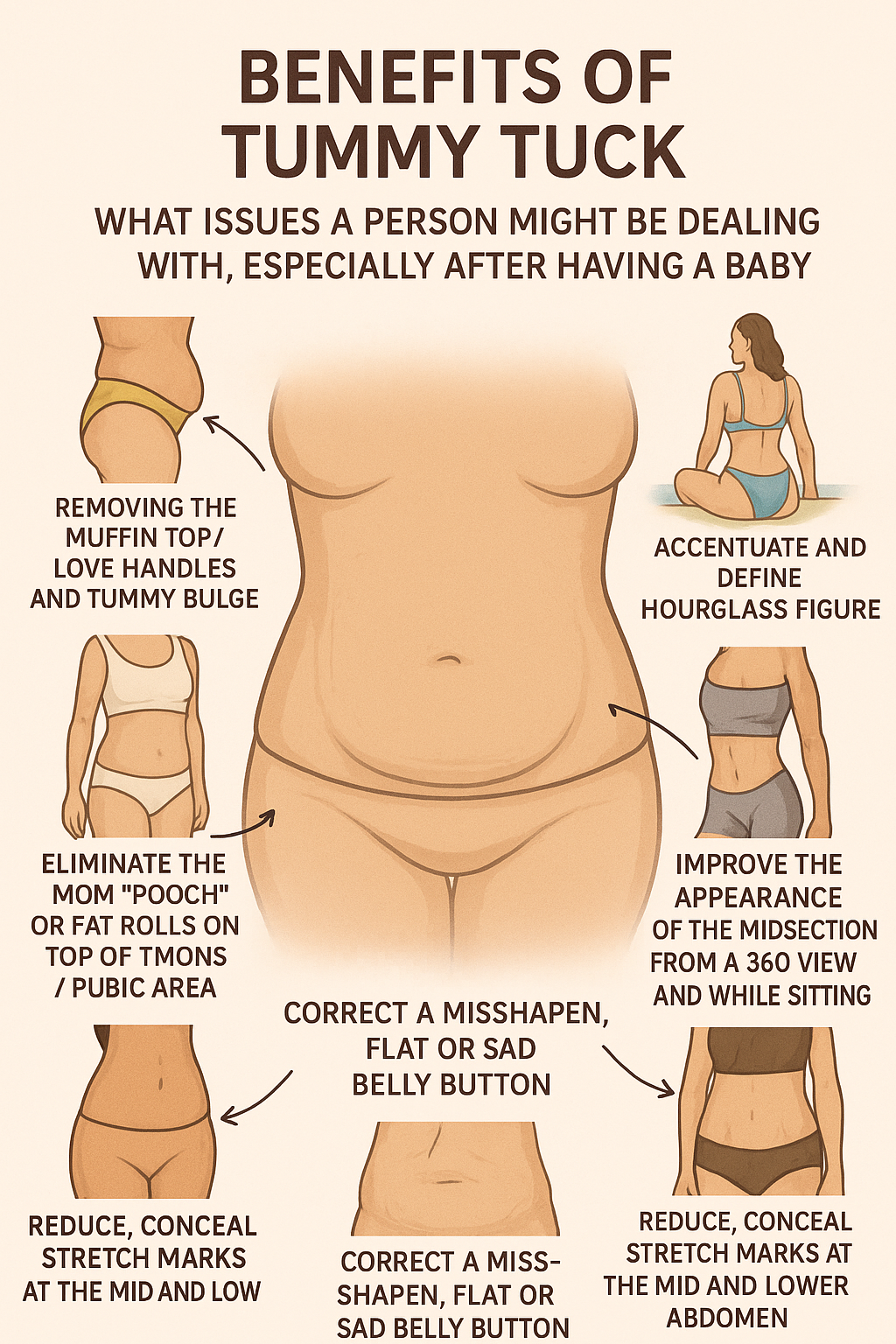 infographic of the benefits of a tummy tuck
