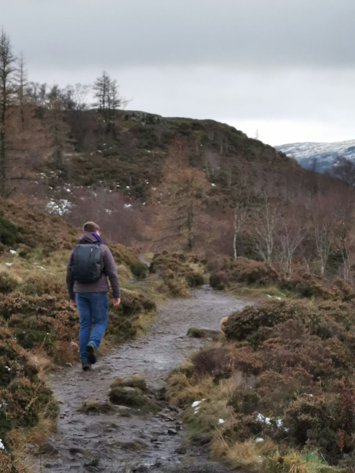 Pete walking down a trail path