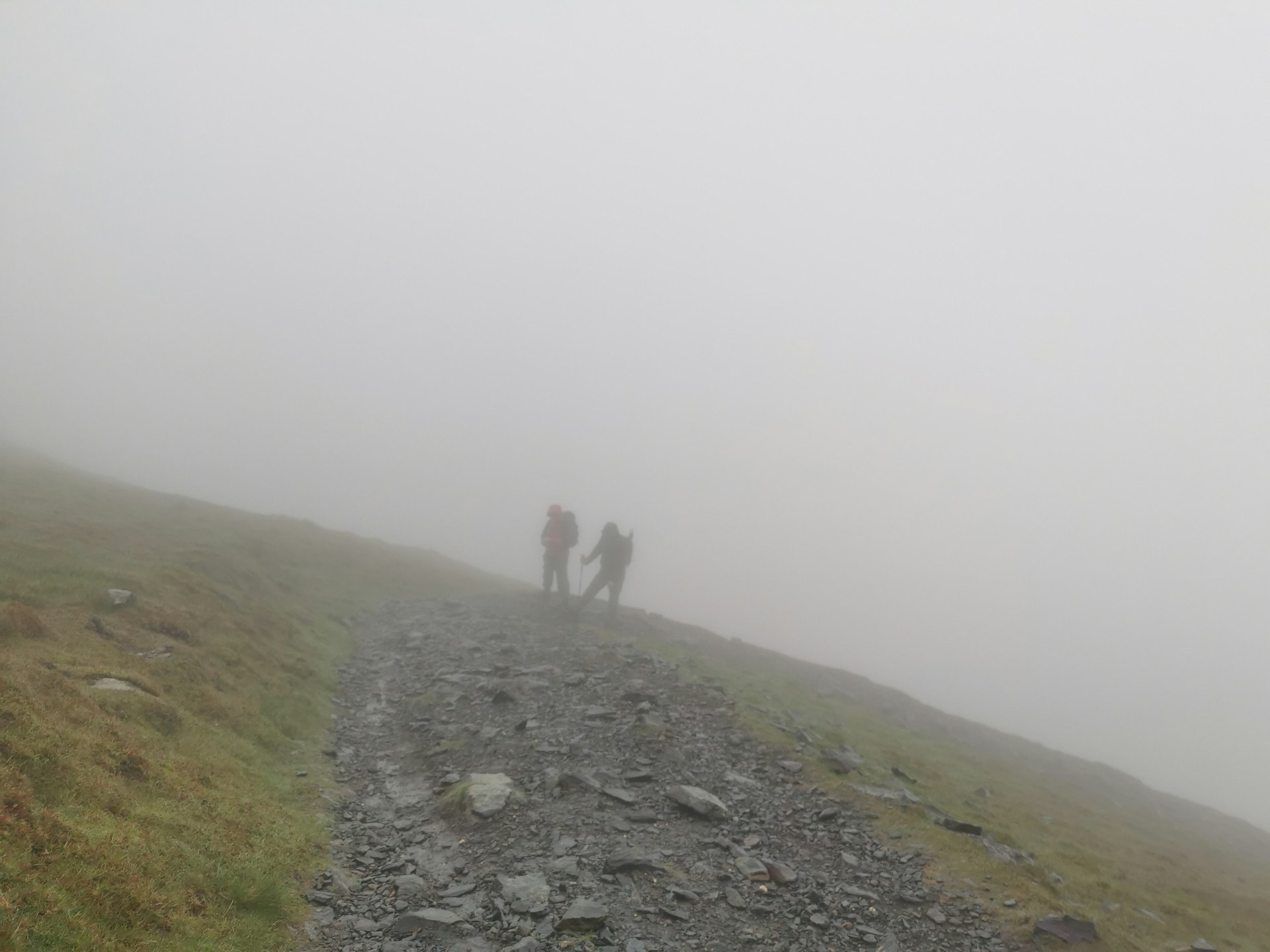 Low visibility on the way up Blencathra Foggy