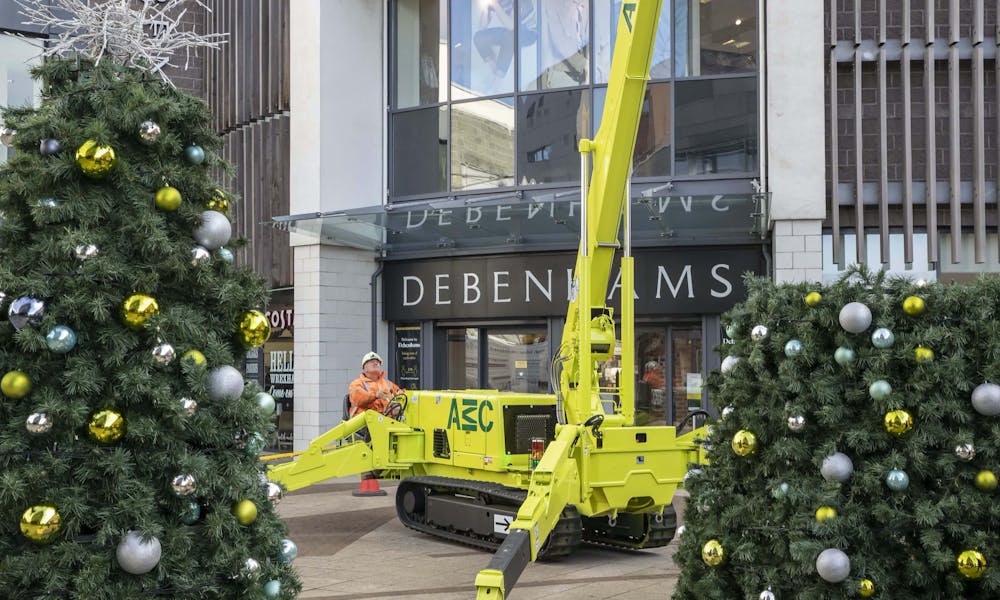 Crane lifting decorations