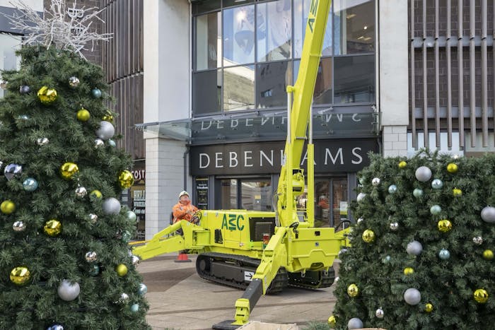 Crane lifting decorations
