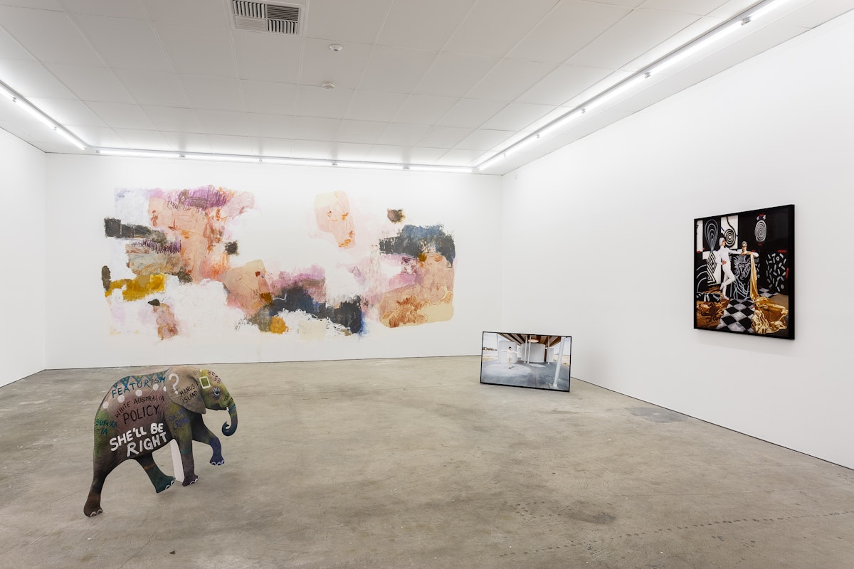 Installation view of Gertrude Studios 2018, featuring work by Eugenia Lim, Jahnne Pasco White and Georgina Cue at Gertrude Contemporary. Photo: Christo Crocker.