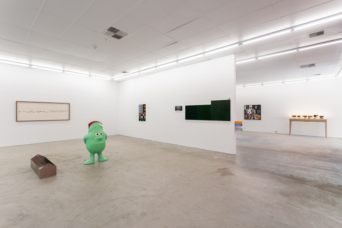 Installation view of Gertrude Studios 2018, featuring work by Rebecca Agnew, Gavin Bell, Jarrah de Kuijer & Simon McGlinn, Esther Stewart, Andre Piguet, Georgina Cue and Mark Shorter at Gertrude Contemporary. Photo: Christo Crocker.