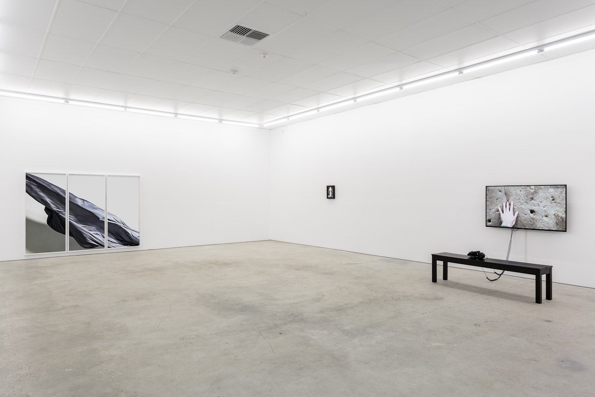 Installation view of Great Movements of Feeling, 2018, curated by Zara Sigglekow, featuring work by Nik Pantazopoulos and Sriwhana Spong at Gertrude Contemporary. Photo: Christo Crocker. 