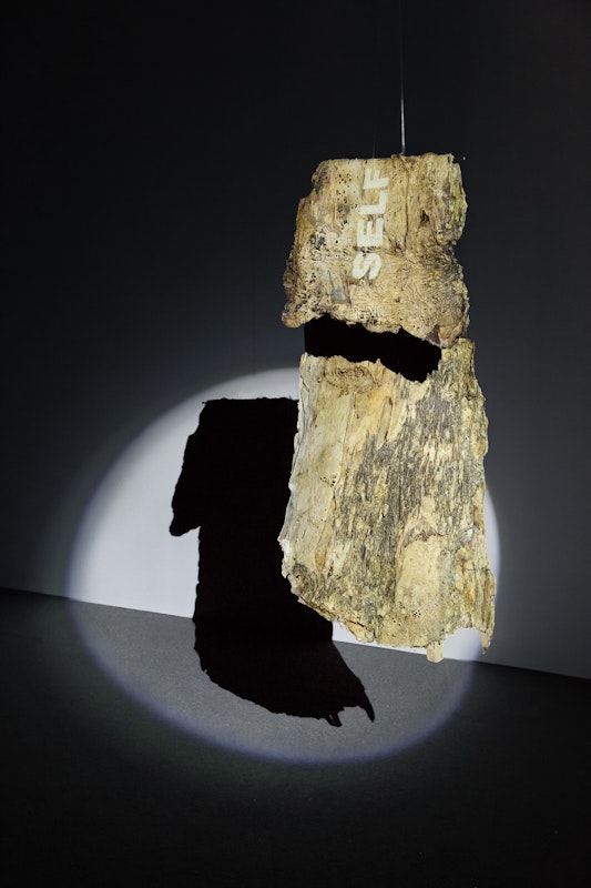 Installation view of Great Movements of Feeling, 2018, curated by Zara Sigglekow, featuring work by Megan Cope at Gertrude Contemporary. Photo: Christo Crocker.