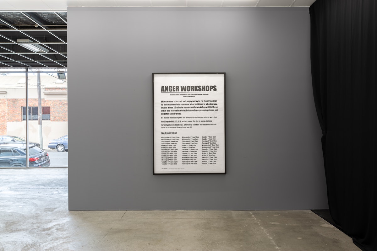 Installation view of Great Movements of Feeling, 2018, curated by Zara Sigglekow, featuring work by Stuart Ringholt at Gertrude Contemporary. Photo: Christo Crocker.