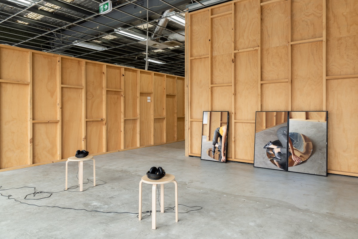 Installation view of Great Movements of Feeling, 2018, curated by Zara Sigglekow, featuring work by Helen Grogan at Gertrude Contemporary. Photo: Christo Crocker. 