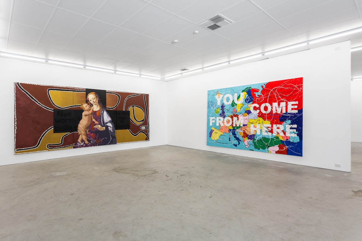 Richard Bell, Dredging up the Past, 2018, installation at Gertrude Contemporary. Photos: Christo Crocker.