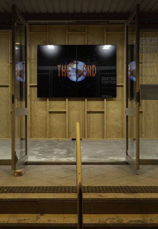 Darren Sylvester, The End, 2018, presented as part of Hope in the Dark, 2020, installation at Gertrude Contemporary. Photo: Christian Capurro.