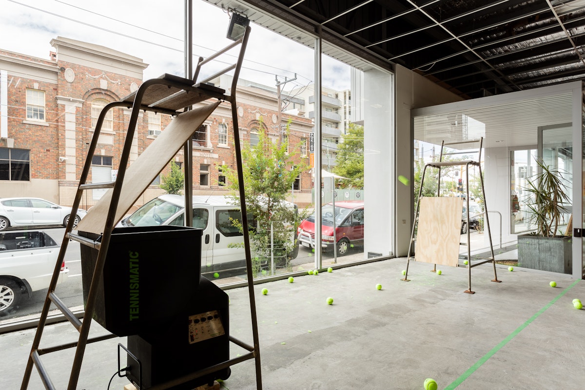 Atlanta Eke, 2019, The Tennis Piece, performance at Gertrude Contemporary. Photo: Christo Crocker.