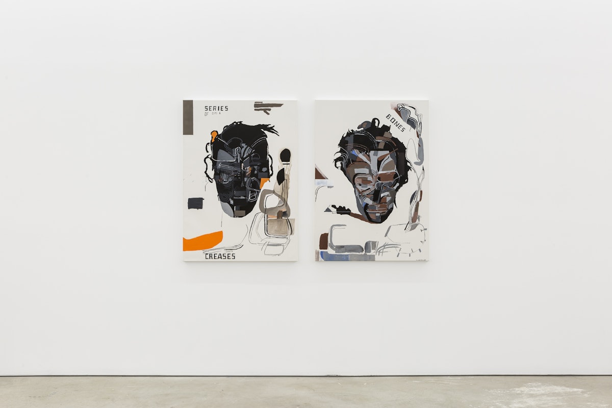 Shane Cotton, Series of cuts and creases, 2017, and Flat Bones, 2017, presented as part of Black Hole, 2018, at Gertrude Contemporary. Photographer: Christo Crocker.