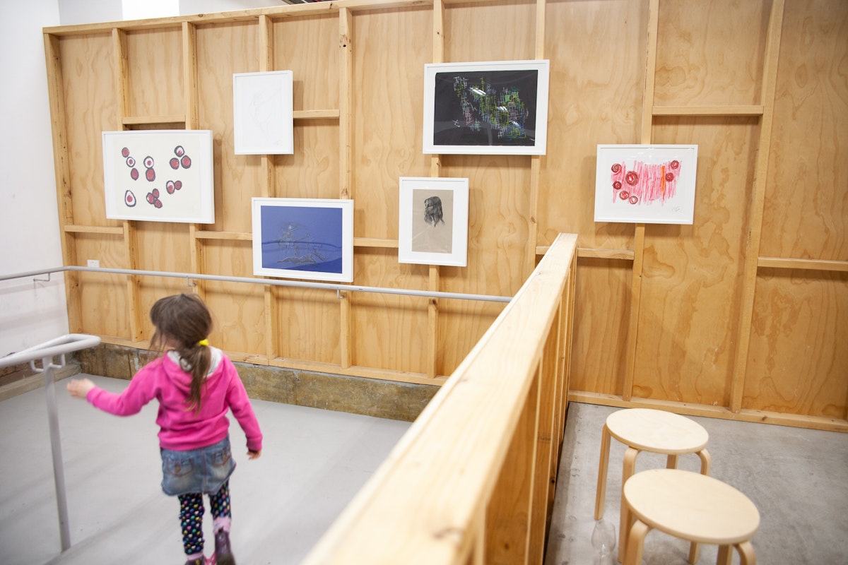 Visitor at the opening of Zzzzz: Sleeping, Somnambulism, Madness, 2018, curated by Mark Feary, at Gertrude Contemporary. Photo: Daniel Gardeazabal.