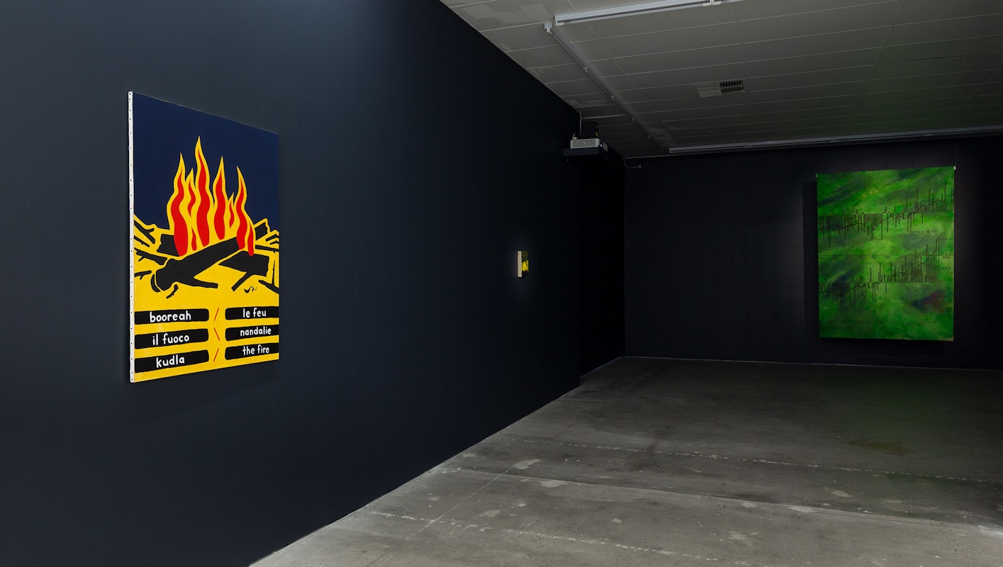 Installation view of Octopus 21: On Fire, 2021, featuring work by Gordon Bennett, Madonna Staunton and Judy Watson at Gertrude Contemporary. Photo: Christian Capurro.