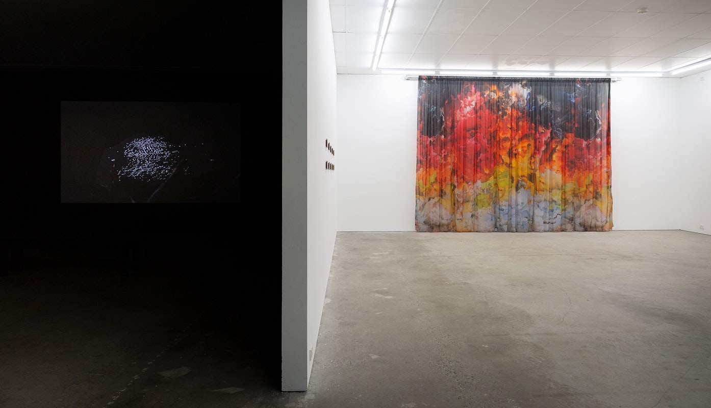 Installation view of Octopus 21: On Fire, 2021, featuring work by Naomi Blacklock and Jemima Wyman at Gertrude Contemporary. Photo: Christian Capurro.