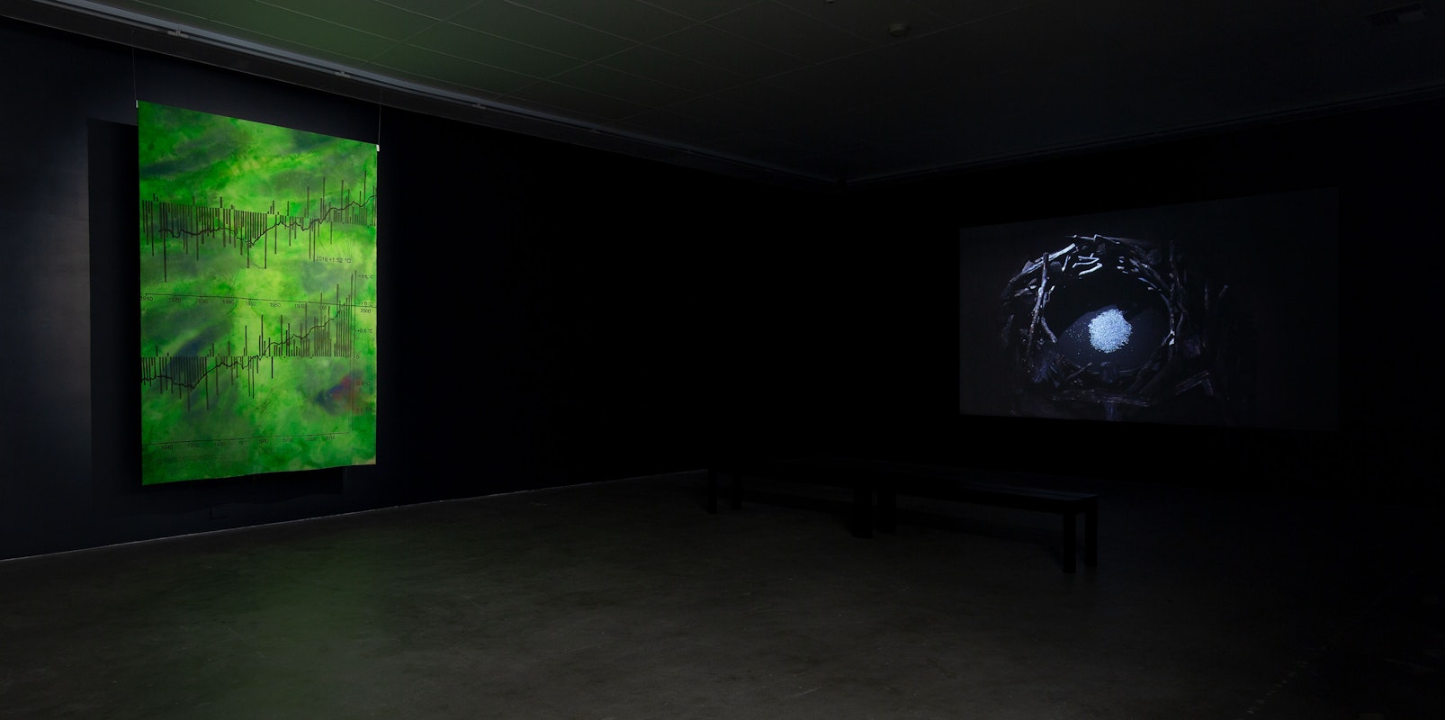 Installation view of Octopus 21: On Fire, 2021, featuring work by Judy Watson and Naomi Blacklock at Gertrude Contemporary. Photo: Christian Capurro.