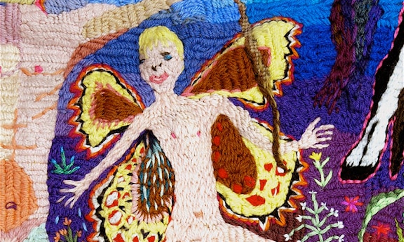 Paul Yore, Boys Gone Wild (detail), wool needlepoint, 2012, 200 x 90 cm (irregular)