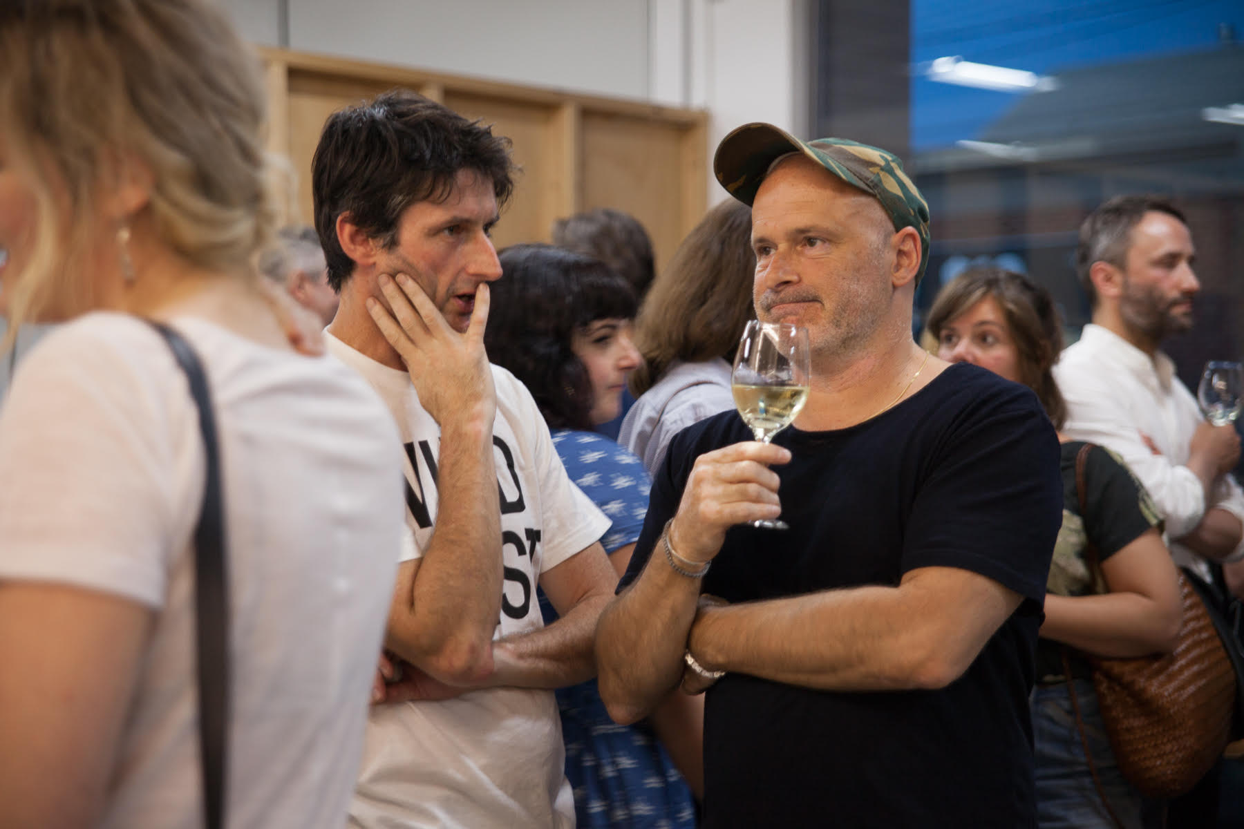 Damiano Bertoli and Benjamin Armstrong pictured at the opening event for exhibitions It's Like That, Sangeeta Sandrasegar, and A Dark and Quiet Place, David Noonan, in 2018. 