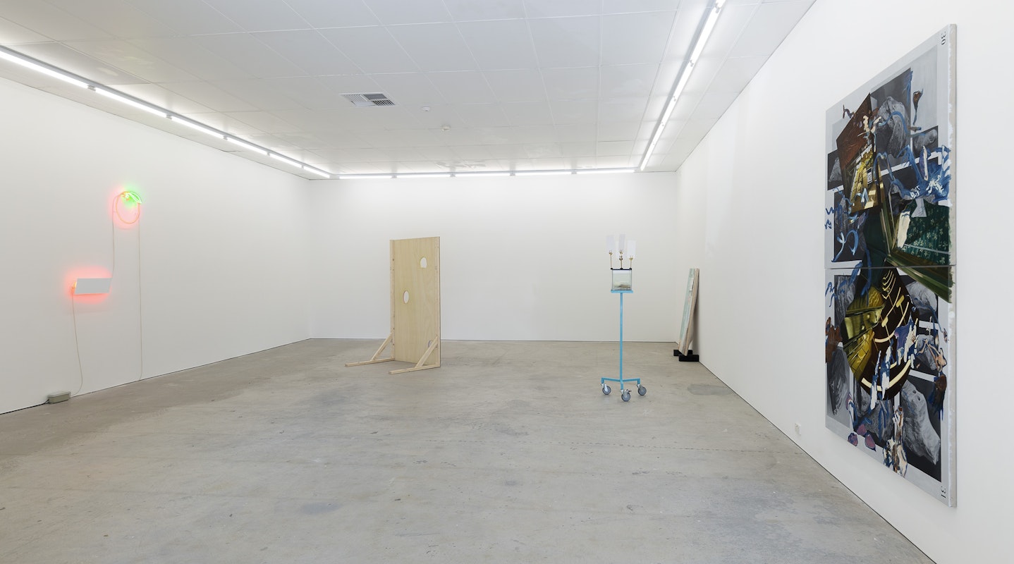 Installation view of Gertrude Studios 2021: If Not At Arm's Length, curated by Tim Riley Walsh, featuring work by Andrew Atchison, Sarah Brasier & Matthew Harris, Georgia Banks, Sam George & Lisa Radford with Evelyn Pohl & Yundi Wang, and Ann Debono at Gertrude Contemporary.  Photo: Christian Capurro.