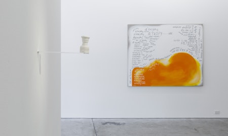 Installation view of Gertrude Studios 2021: If Not At Arm's Length, curated by Tim Riley Walsh, featuring work by Catherine Bell and Darcey Bella Arnold at Gertrude Contemporary.  Photo: Christian Capurro.