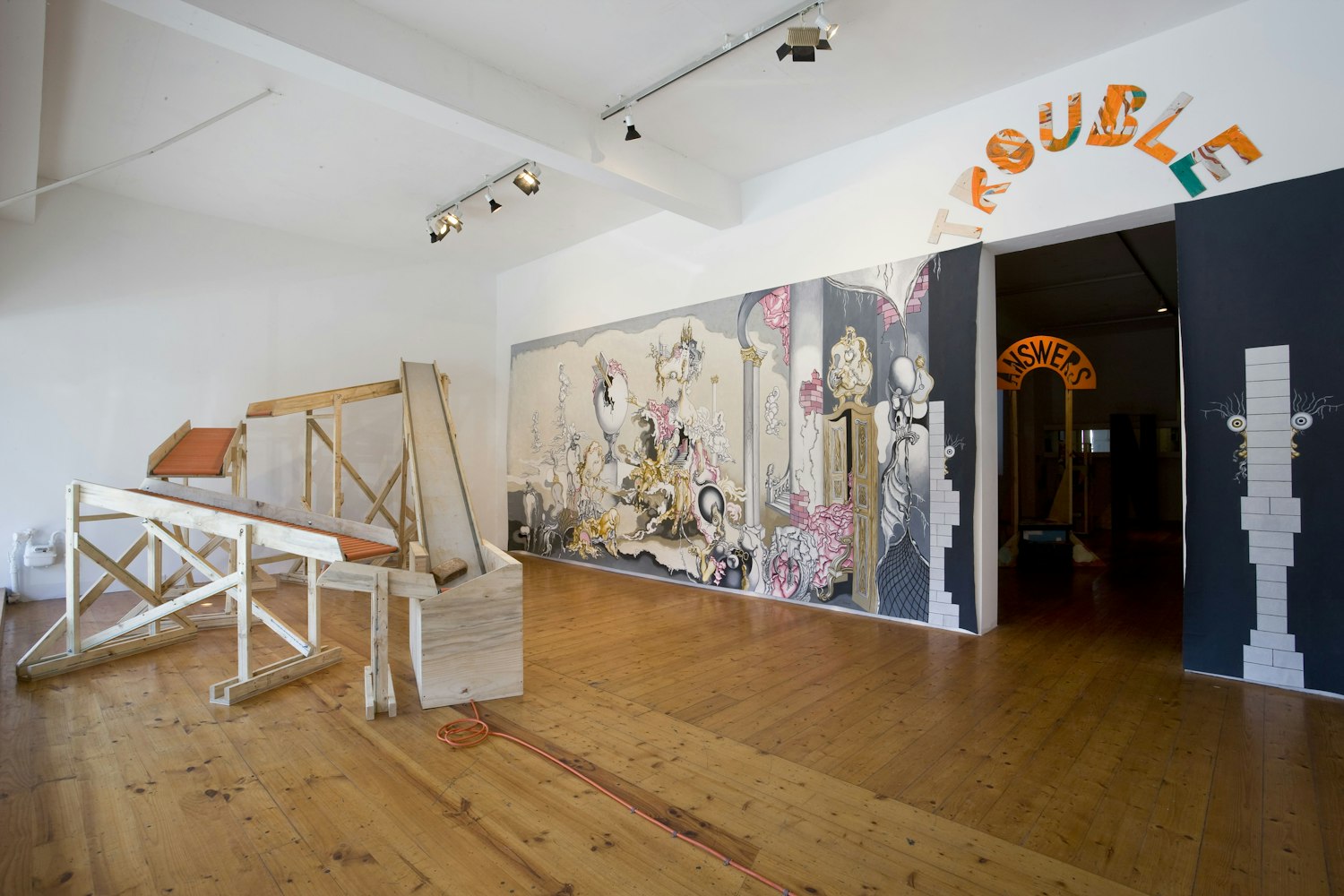 Installation view of Oblivion Pavilion, featuring the work of Marley Dawson, Tim Schultz and Agatha Goethe-Snape at 200 Gertrude Street