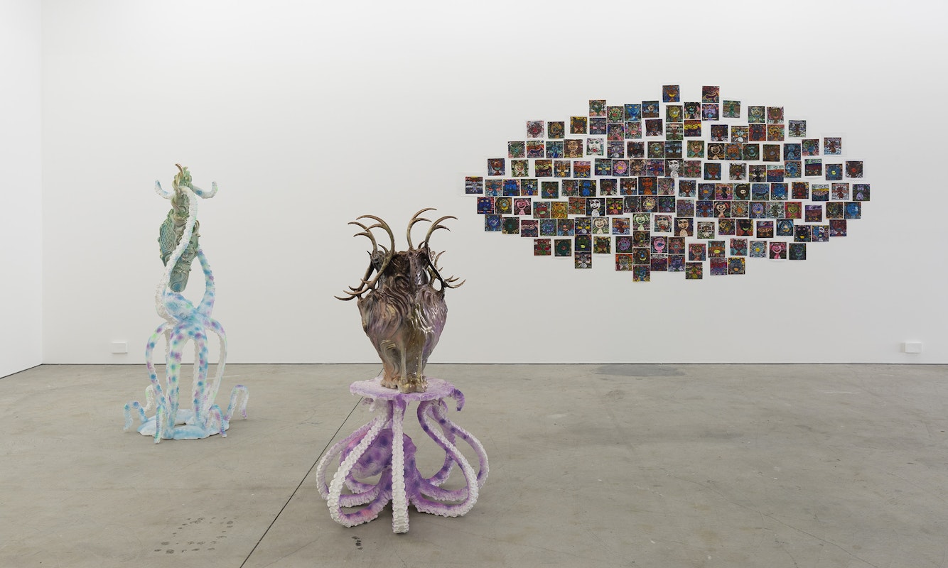 Installation view of Octopus 22: Baroquetopus curated by Tessa Laird, featuring work by Kate Rohde and Ivor Cantrill, presented at Gertrude Contemporary 2022. Photo: Christian Capurro.