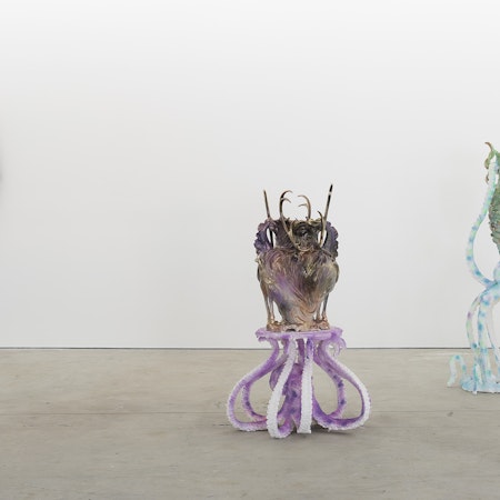 Installation view of Octopus 22: Baroquetopus curated by Tessa Laird, featuring work by Gina Bundle and Kate Rohde, presented at Gertrude Contemporary 2022. Photo: Christian Capurro.