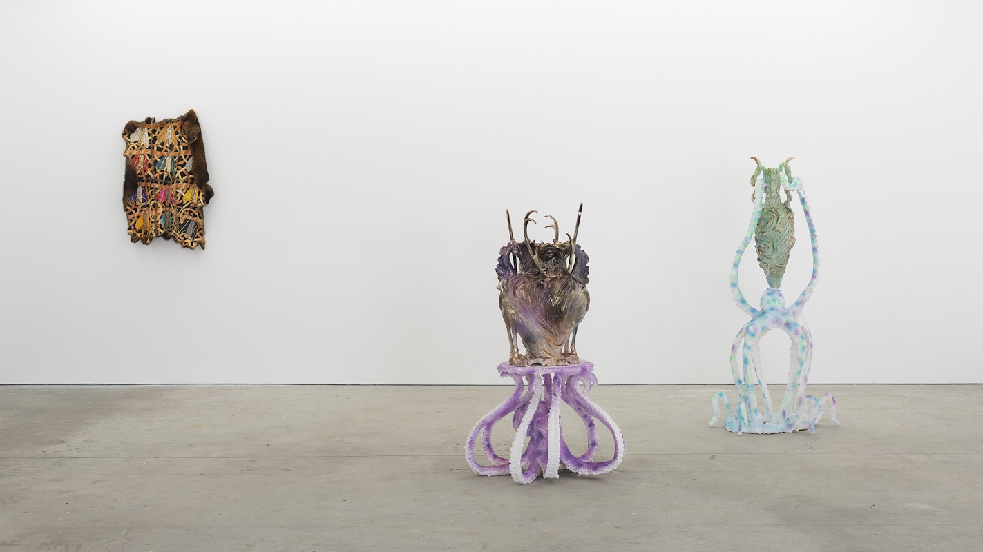 Installation view of Octopus 22: Baroquetopus curated by Tessa Laird, featuring work by Gina Bundle and Kate Rohde, presented at Gertrude Contemporary 2022. Photo: Christian Capurro. 