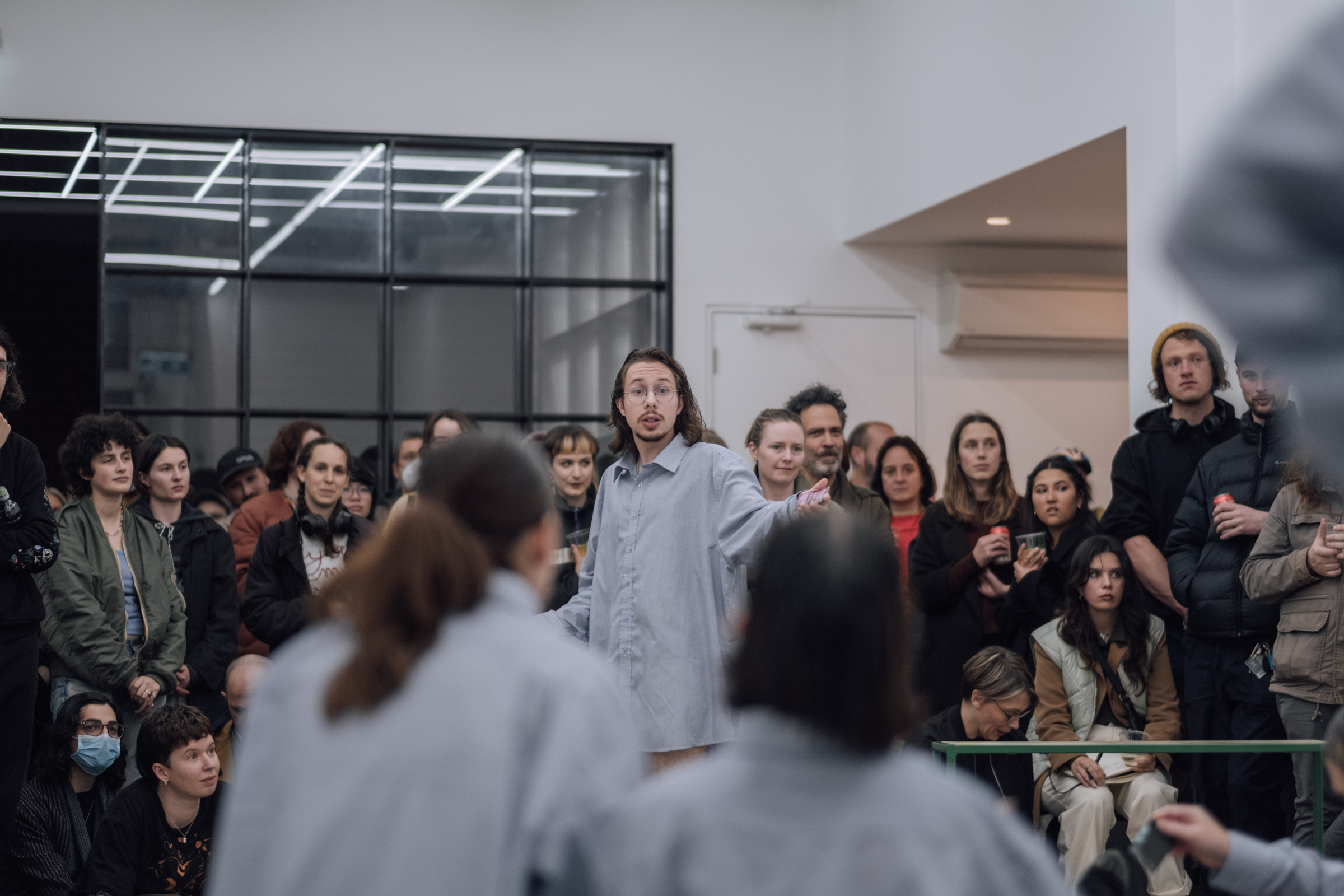 Sam George & Lisa Radford, Veronica Franco v Instagram, 2022, performance documentation, Gertrude Glasshouse, Melbourne. Photo: Ezz Monem.